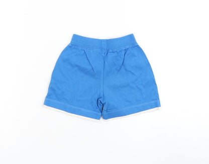 Mothercare Boys Blue Cotton Cropped Trousers Size 6-9 Months Drawstring - Deep Sea Adventure