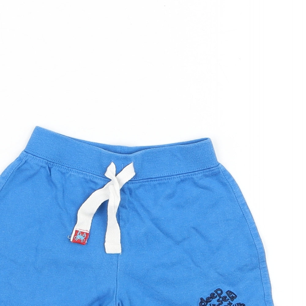 Mothercare Boys Blue Cotton Cropped Trousers Size 6-9 Months Drawstring - Deep Sea Adventure