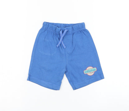 Mothercare Boys Blue Cotton Jogger Trousers Size 9-12 Months Drawstring - Castaways