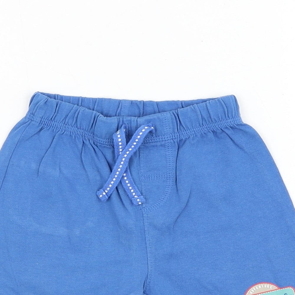 Mothercare Boys Blue Cotton Jogger Trousers Size 9-12 Months Drawstring - Castaways