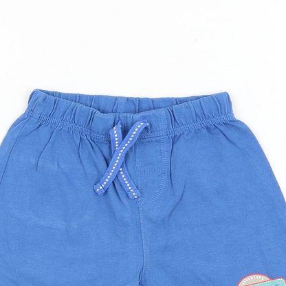 Mothercare Boys Blue Cotton Jogger Trousers Size 9-12 Months Drawstring - Castaways