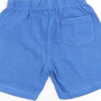 Mothercare Boys Blue Cotton Jogger Trousers Size 9-12 Months Drawstring - Castaways