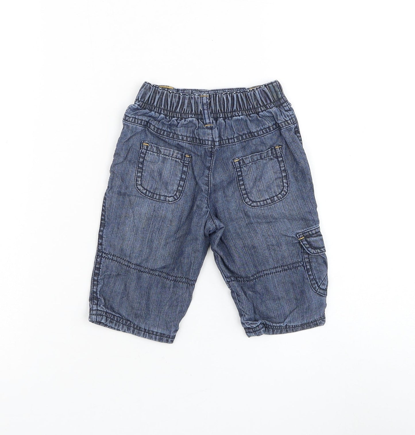Marks and Spencer Boys Blue Cotton Capri Jeans Size 3-6 Months Button - Little Nature Trailer
