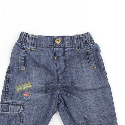 Marks and Spencer Boys Blue Cotton Capri Jeans Size 3-6 Months Button - Little Nature Trailer