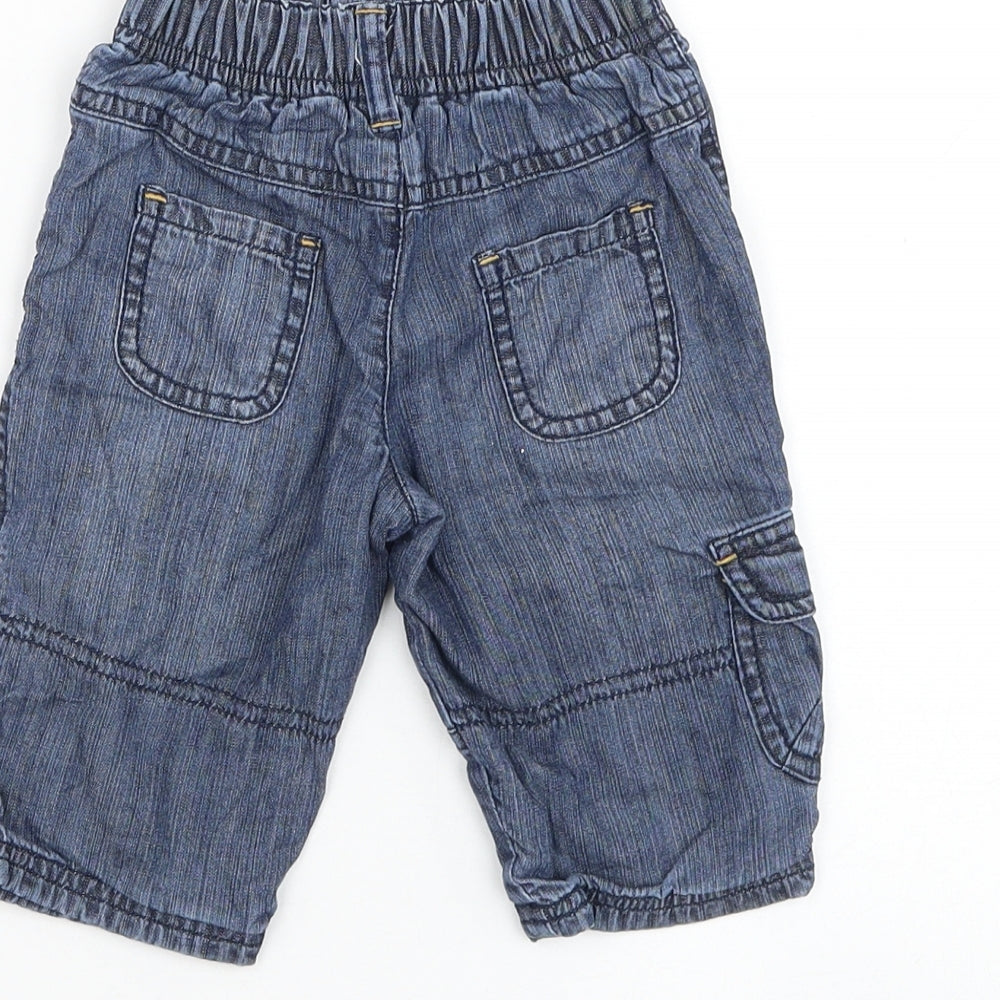 Marks and Spencer Boys Blue Cotton Capri Jeans Size 3-6 Months Button - Little Nature Trailer