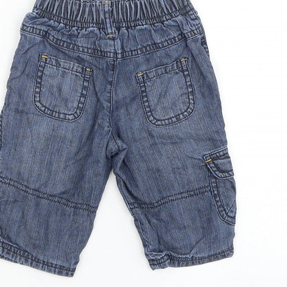 Marks and Spencer Boys Blue Cotton Capri Jeans Size 3-6 Months Button - Little Nature Trailer