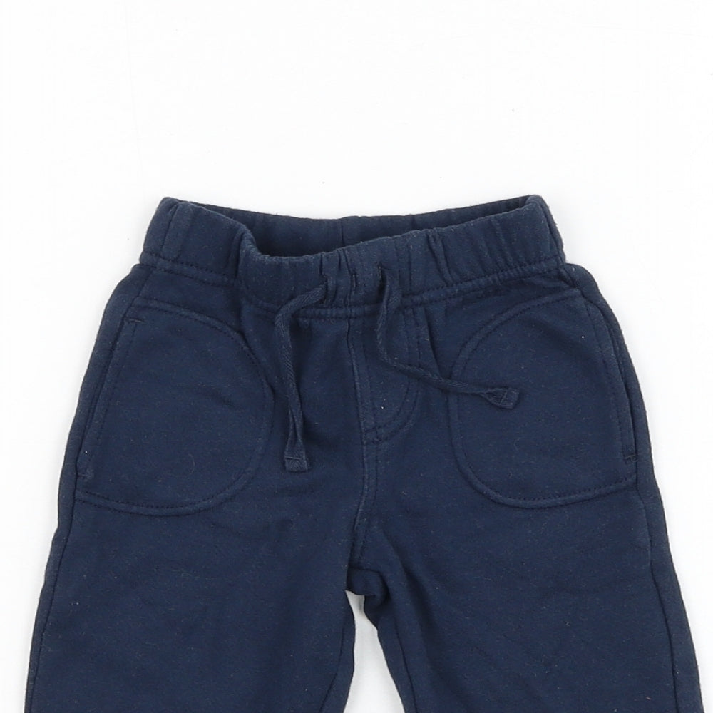 BHS Boys Blue Cotton Jogger Trousers Size 3-6 Months Drawstring