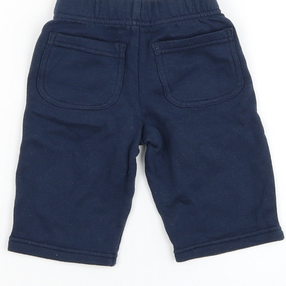 BHS Boys Blue Cotton Jogger Trousers Size 3-6 Months Drawstring