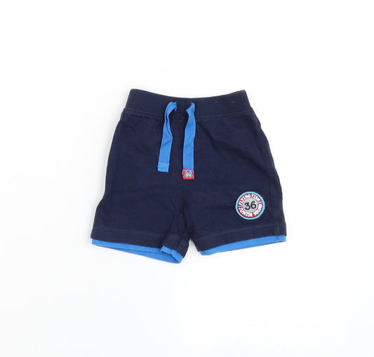 Mothercare Boys Blue Cotton Jogger Trousers Size 6-9 Months Drawstring - Flying Fish Junior Squad