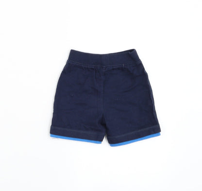 Mothercare Boys Blue Cotton Jogger Trousers Size 6-9 Months Drawstring - Flying Fish Junior Squad