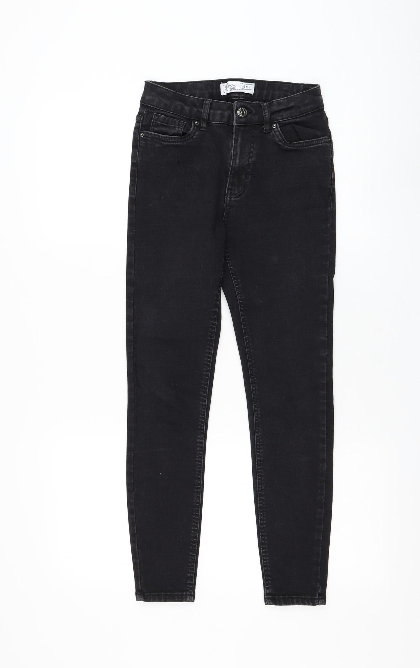Peacocks Womens Black Cotton Skinny Jeans Size 8 L25 in Regular Zip