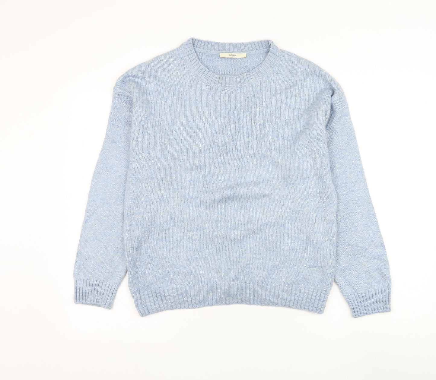 George Womens Blue Round Neck Acrylic Pullover Jumper Size 8
