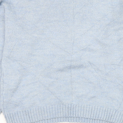 George Womens Blue Round Neck Acrylic Pullover Jumper Size 8