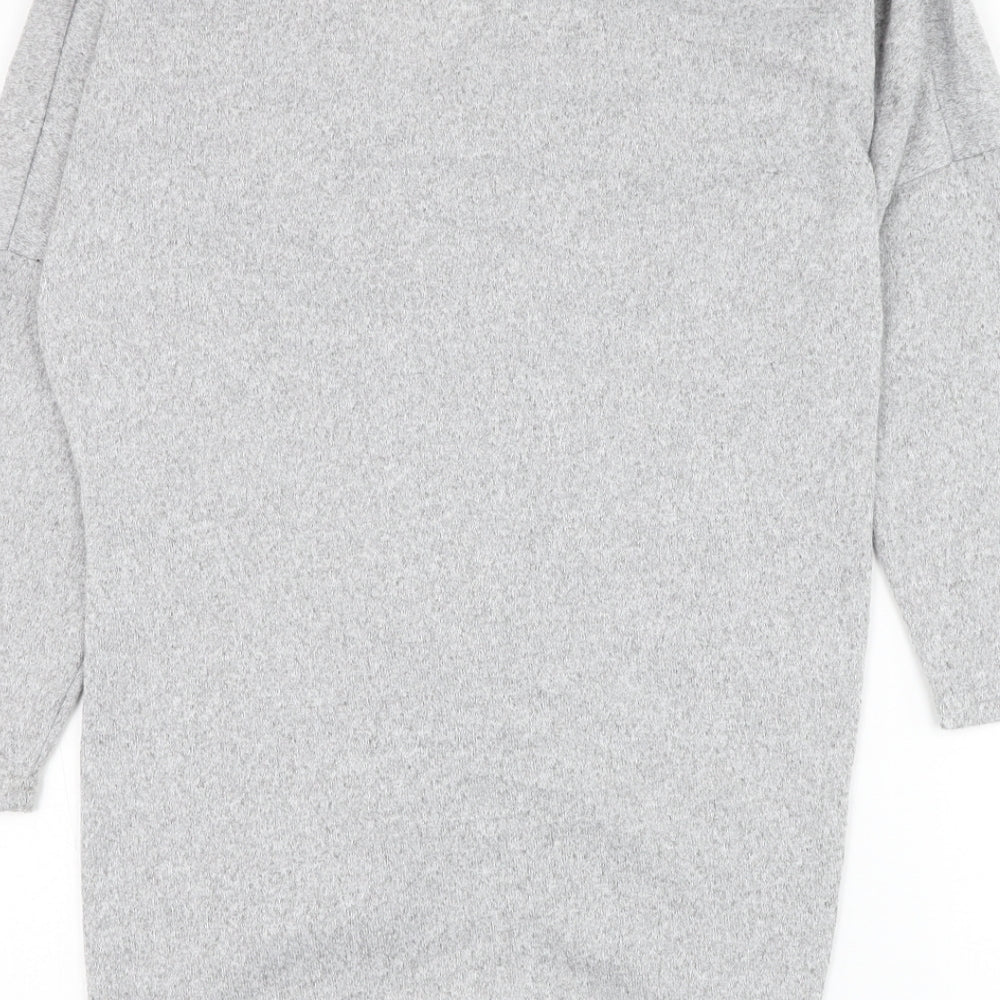 CBR Womens Grey V-Neck Polyester Cardigan Jumper Size S - Knot Front