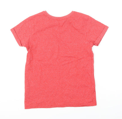 George Boys Red Cotton Basic T-Shirt Size 9-10 Years Round Neck Pullover - Pocket Detail