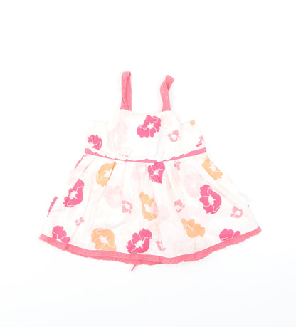 Pumpkin Patch Girls Multicoloured Floral Cotton Skater Dress Size 2 Years Square Neck Pullover