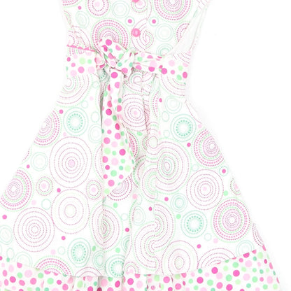 Strawberry Faire Girls Multicoloured Geometric Cotton Skater Dress Size 18 Months Round Neck Button