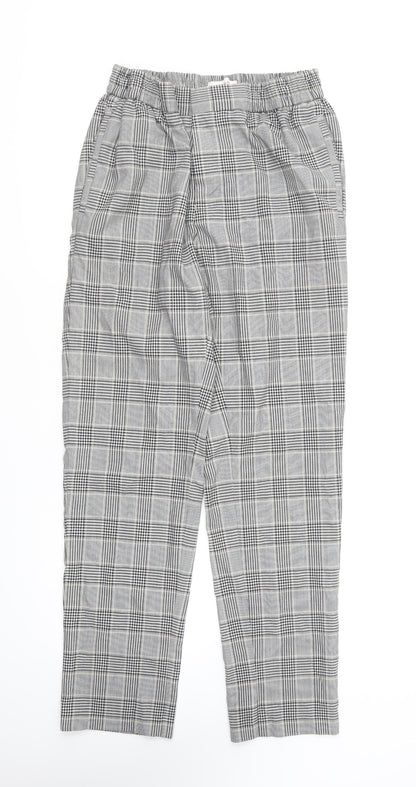 River Island Womens Grey Plaid Cotton Trousers Size 32 in L32 in Regular Hook & Loop