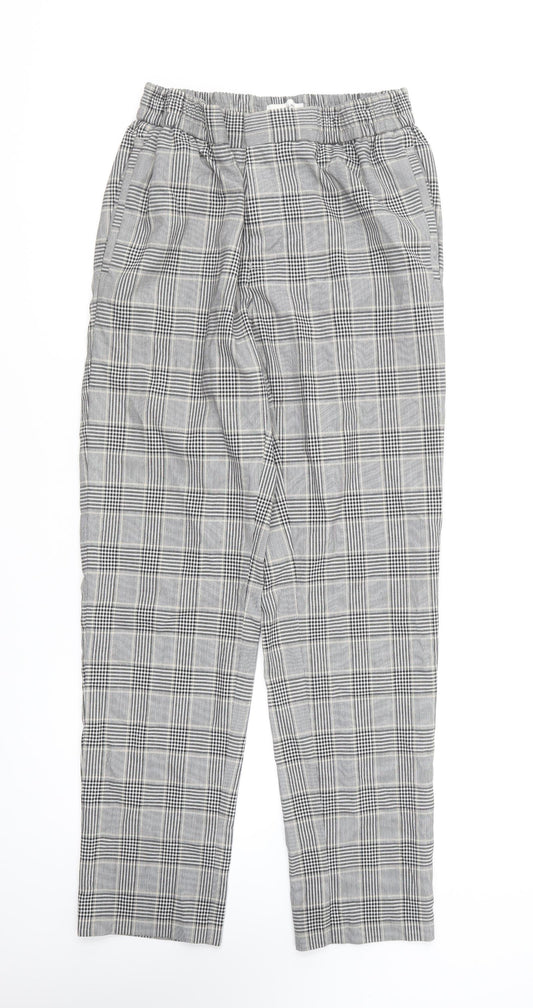 River Island Womens Grey Plaid Cotton Trousers Size 32 in L32 in Regular Hook & Loop