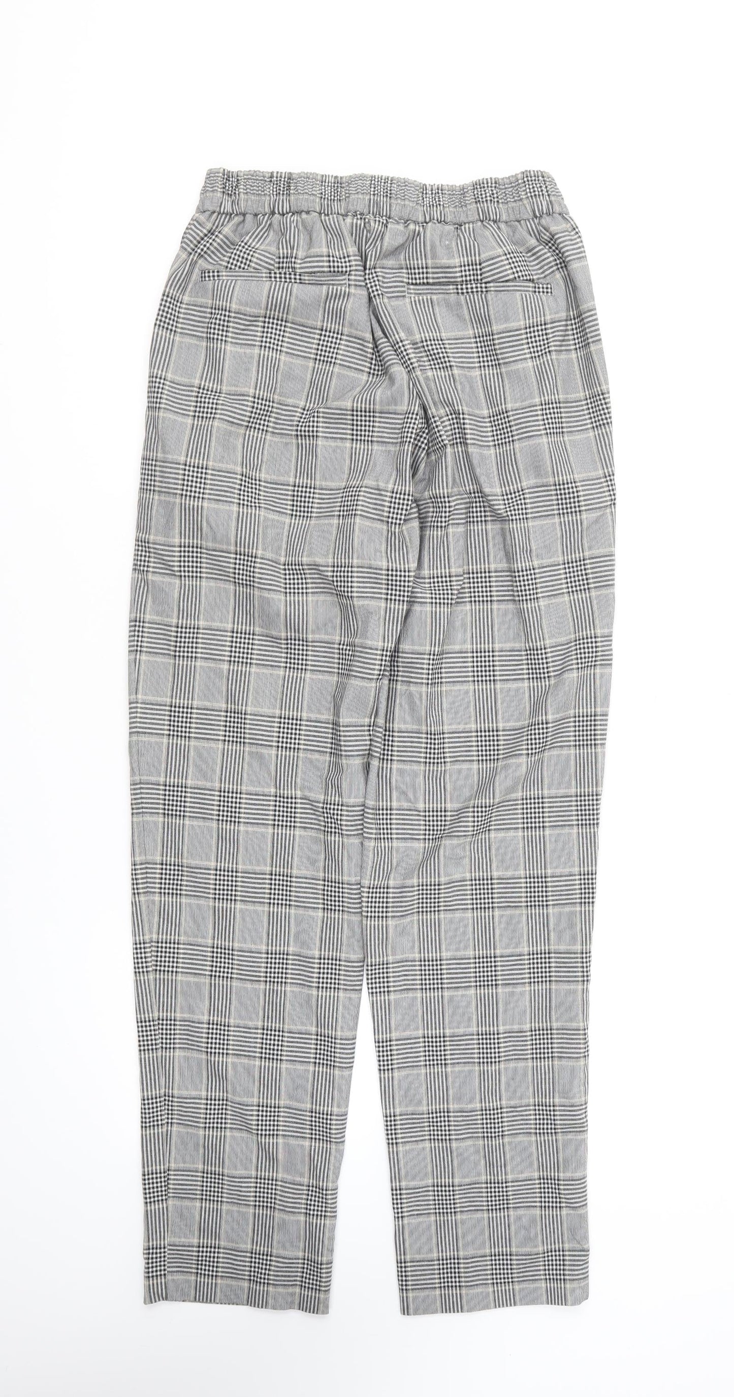 River Island Womens Grey Plaid Cotton Trousers Size 32 in L32 in Regular Hook & Loop