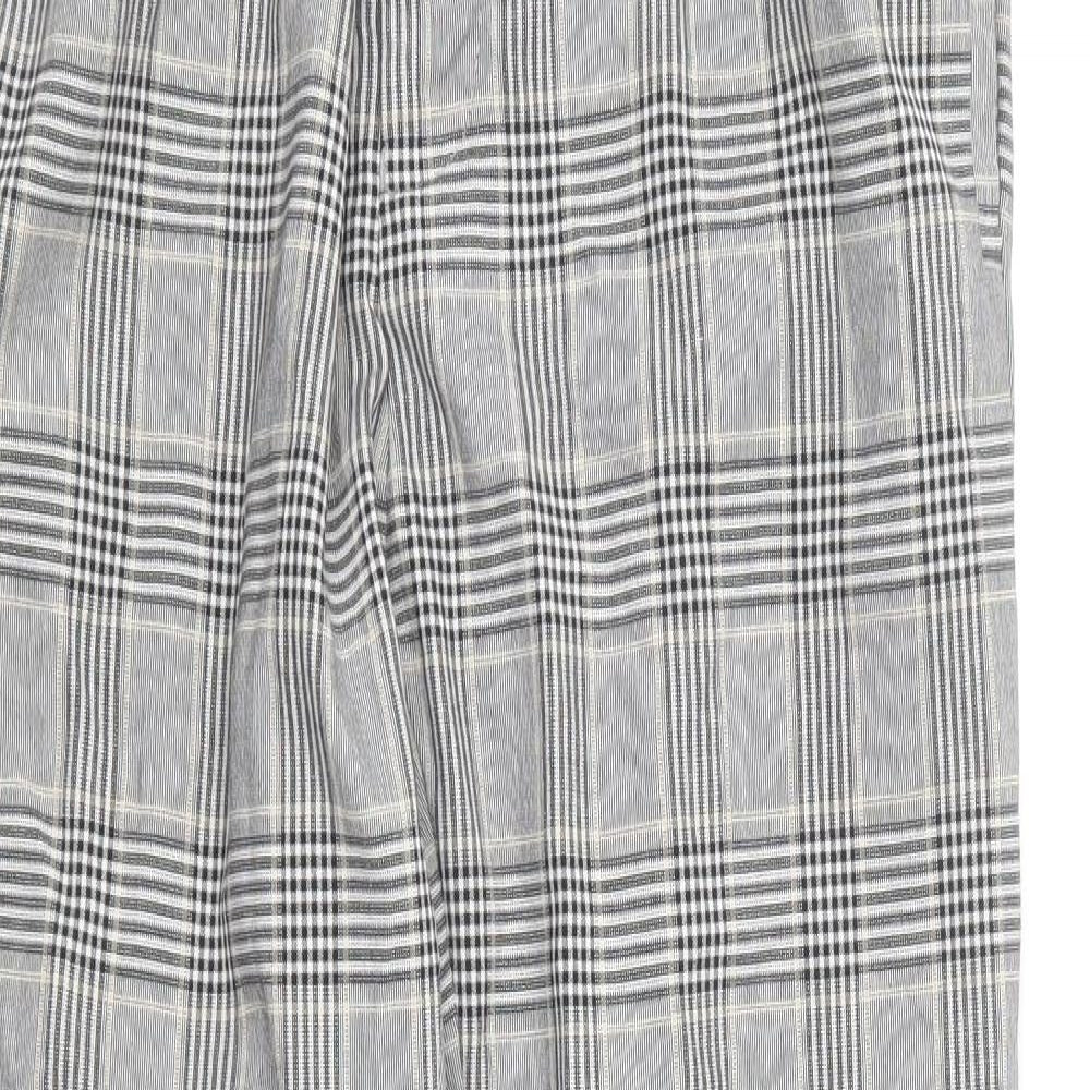River Island Womens Grey Plaid Cotton Trousers Size 32 in L32 in Regular Hook & Loop