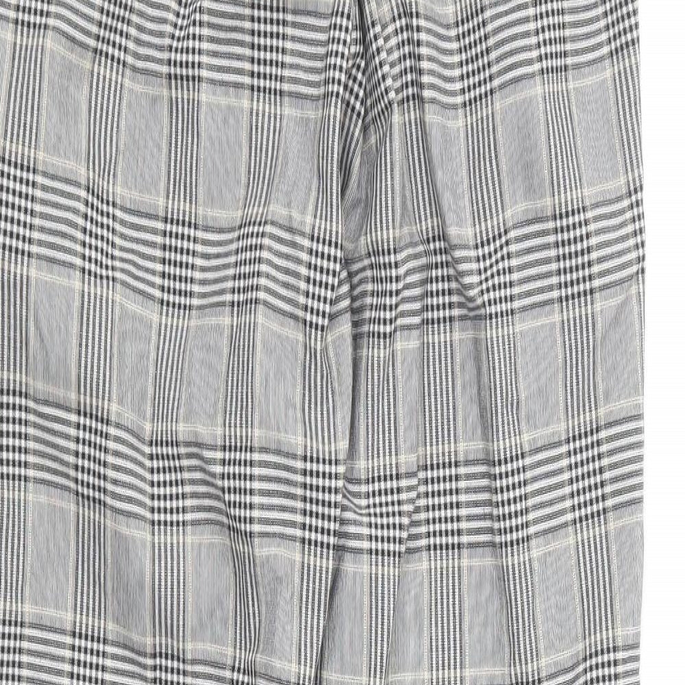 River Island Womens Grey Plaid Cotton Trousers Size 32 in L32 in Regular Hook & Loop