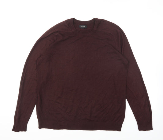 River Island Mens Purple Round Neck Acrylic Pullover Jumper Size L