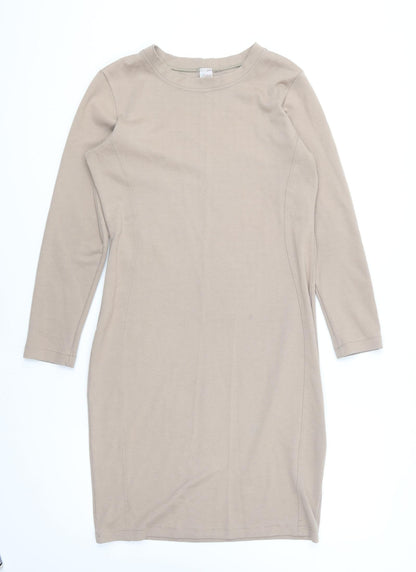 Futuro Fashion Womens Brown Cotton Bodycon Size 12 Round Neck Pullover