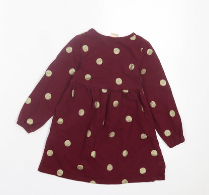 H&M Girls Purple Polka Dot Cotton A-Line Size 2 Years Crew Neck Pullover