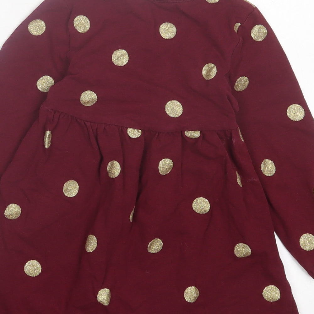 H&M Girls Purple Polka Dot Cotton A-Line Size 2 Years Crew Neck Pullover