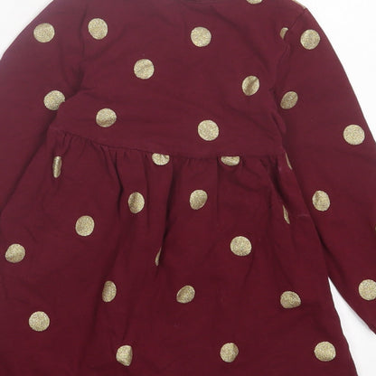 H&M Girls Purple Polka Dot Cotton A-Line Size 2 Years Crew Neck Pullover