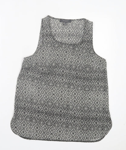 Primark Womens Black Argyle/Diamond Polyester Basic Tank Size 8 Crew Neck
