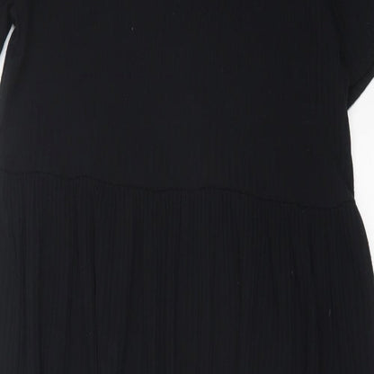 New Look Womens Black Polyester A-Line Size 8 Crew Neck Pullover - Ribbed Fabric