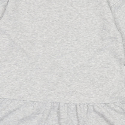 New Look Womens Grey Cotton Jumper Dress Size 12 Crew Neck Pullover