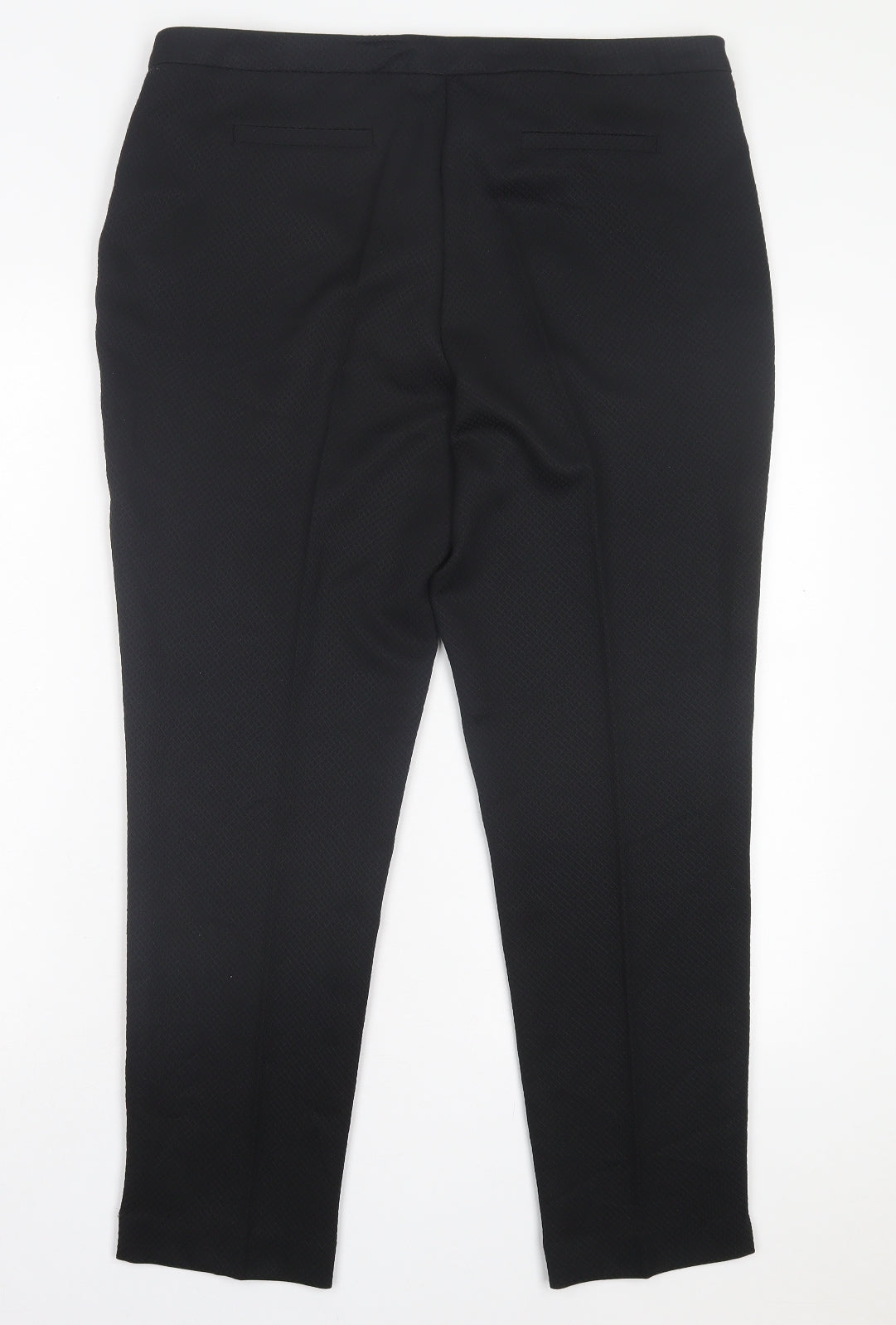 F&F Womens Black Polyester Trousers Size 14 L28 in Regular Hook & Eye