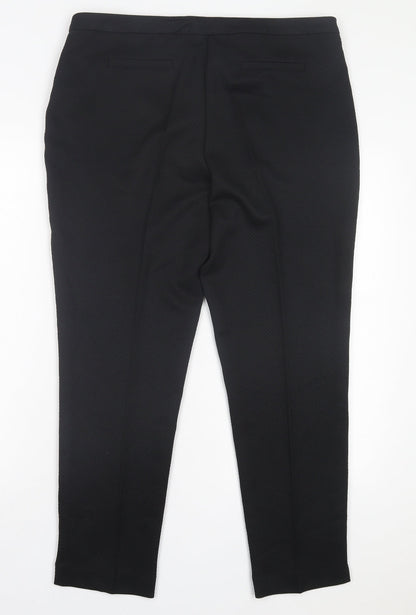 F&F Womens Black Polyester Trousers Size 14 L28 in Regular Hook & Eye