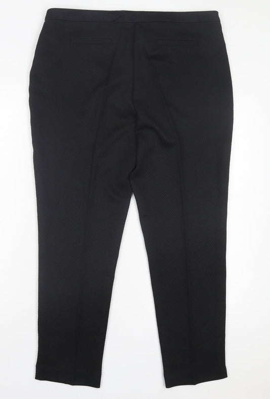 F&F Womens Black Polyester Trousers Size 14 L28 in Regular Hook & Eye