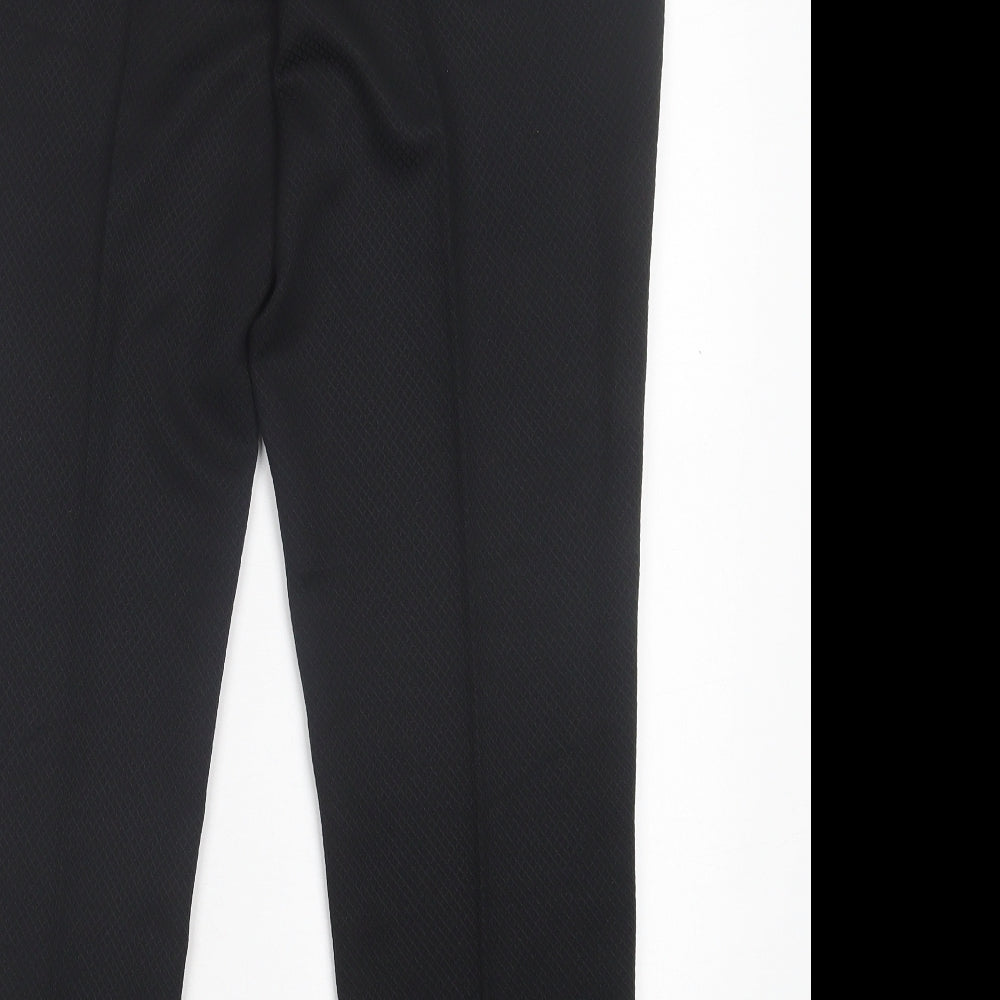 F&F Womens Black Polyester Trousers Size 14 L28 in Regular Hook & Eye