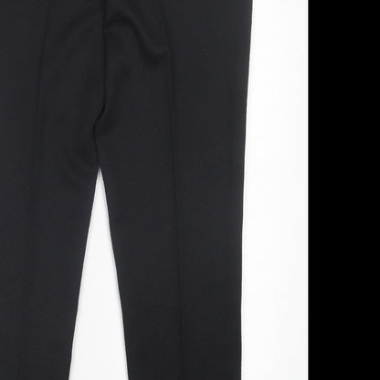 F&F Womens Black Polyester Trousers Size 14 L28 in Regular Hook & Eye