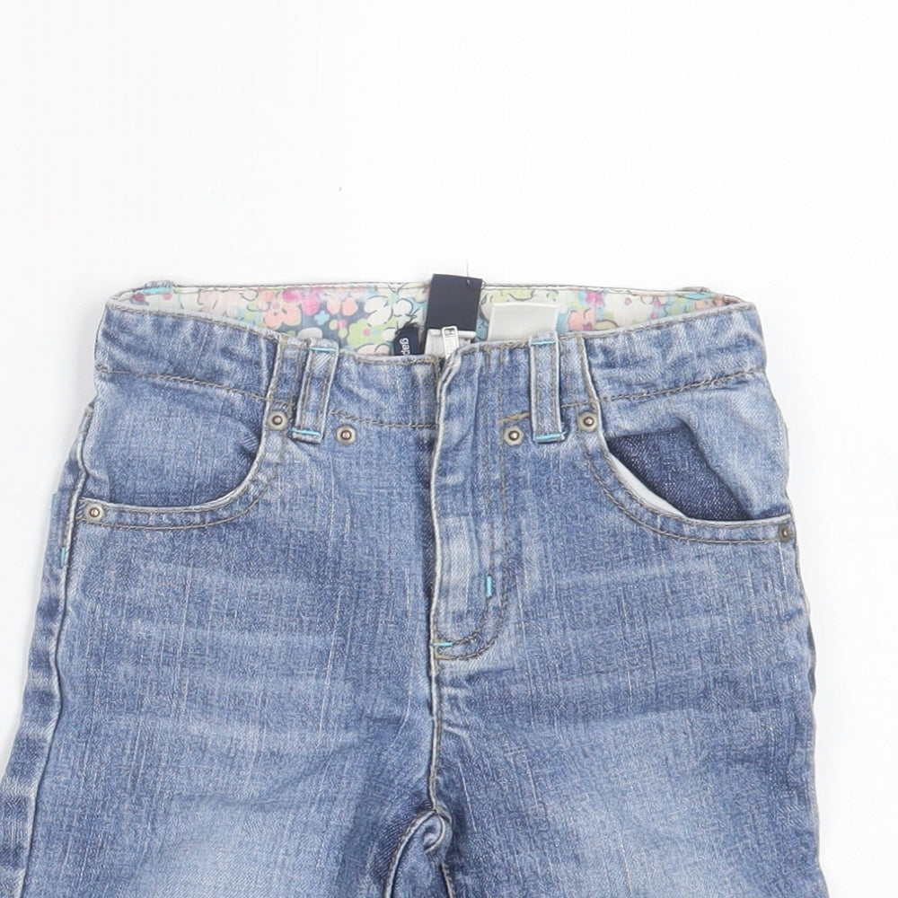 Gap Girls Blue Floral Cotton Cropped Jeans Size 2 Years Regular Zip