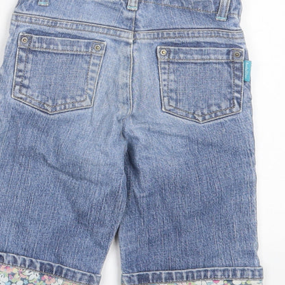 Gap Girls Blue Floral Cotton Cropped Jeans Size 2 Years Regular Zip