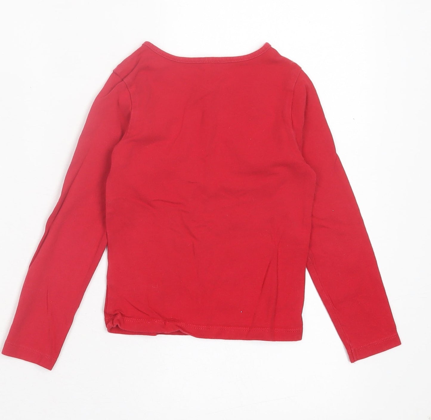 Dunnes Stores Girls Red Cotton Basic T-Shirt Size 3 Years Crew Neck Pullover - Stars