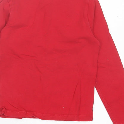 Dunnes Stores Girls Red Cotton Basic T-Shirt Size 3 Years Crew Neck Pullover - Stars
