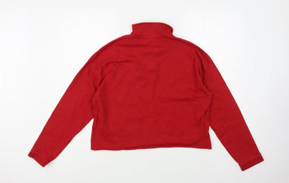 Topshop Womens Red Cotton Henley Sweatshirt Size 8 Pullover - New York