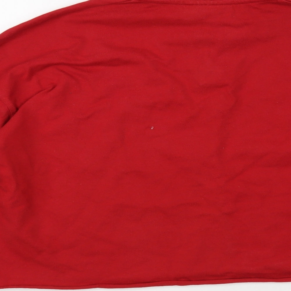 Topshop Womens Red Cotton Henley Sweatshirt Size 8 Pullover - New York