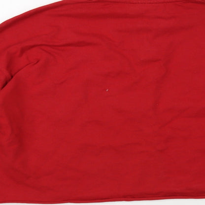 Topshop Womens Red Cotton Henley Sweatshirt Size 8 Pullover - New York