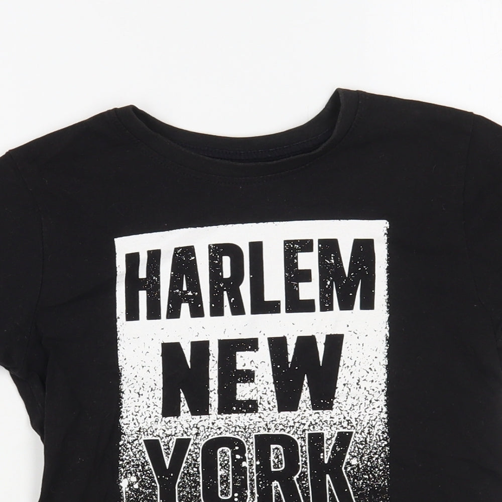 Primark Boys Black Cotton Pullover T-Shirt Size 7-8 Years Crew Neck Pullover - Harlem New York