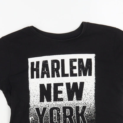 Primark Boys Black Cotton Pullover T-Shirt Size 7-8 Years Crew Neck Pullover - Harlem New York