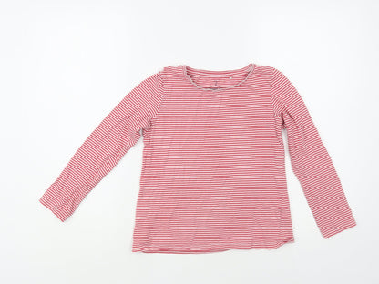 NEXT Girls Red Striped Cotton Pullover T-Shirt Size 10 Years Crew Neck Pullover