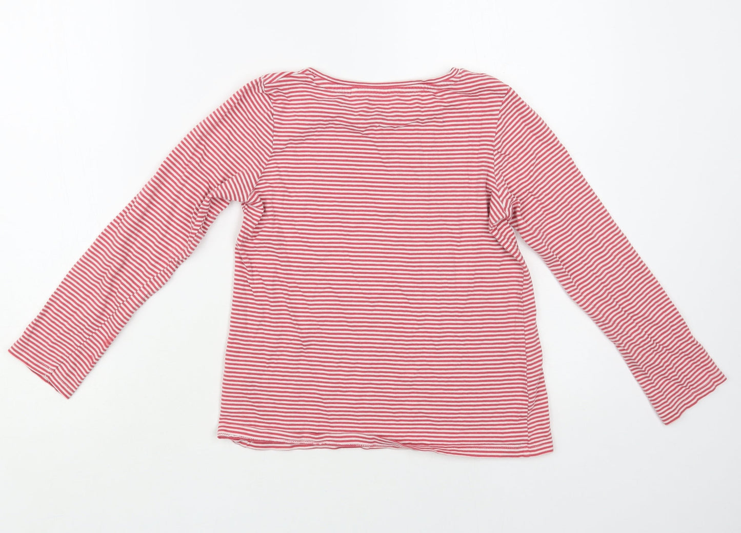 NEXT Girls Red Striped Cotton Pullover T-Shirt Size 10 Years Crew Neck Pullover